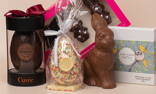 Ditch the basic bunnies and bag handmade choccies from Curatorial: Chocolates this Easter