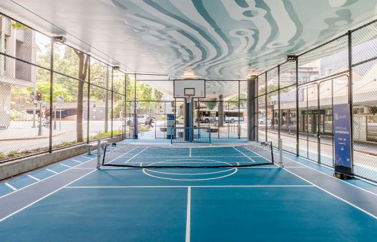A shiny new sports court is now open in the heart of Brisbane City