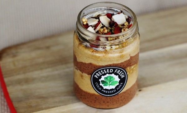 Try a raw cacao peanut butter chia pudding by Pressed Fresh