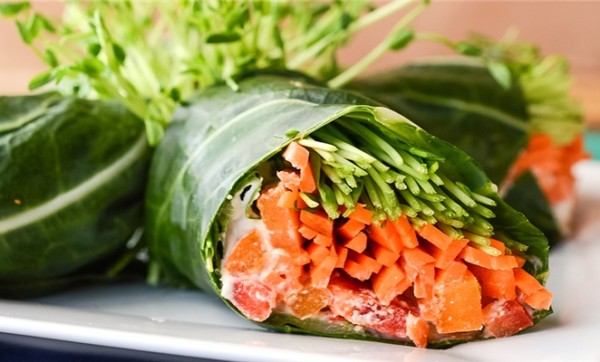 Munch on raw collard wraps with cashew ‘cheese'
