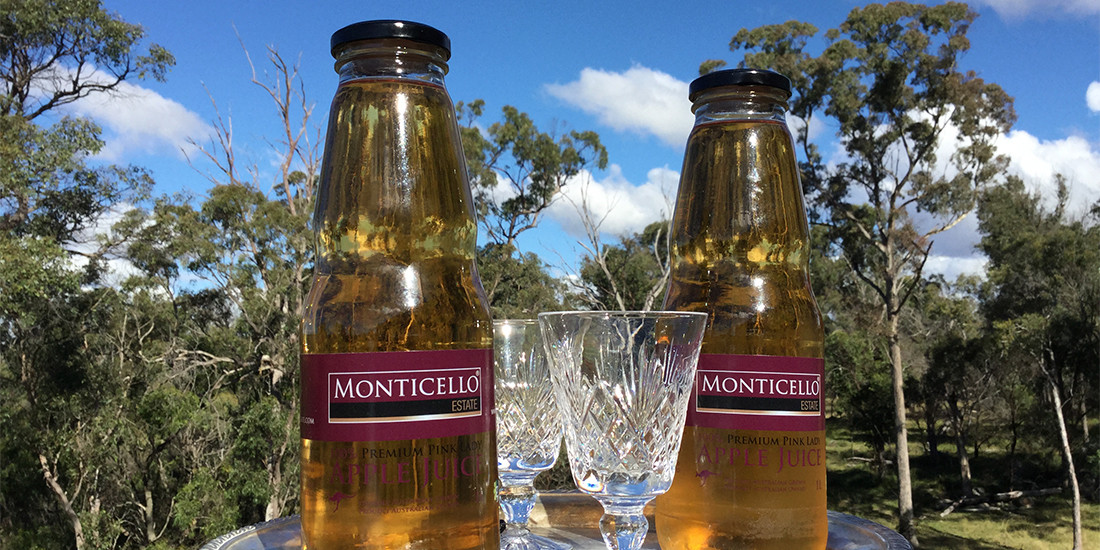 Quench your thirst with some Monticello Estate apple juice