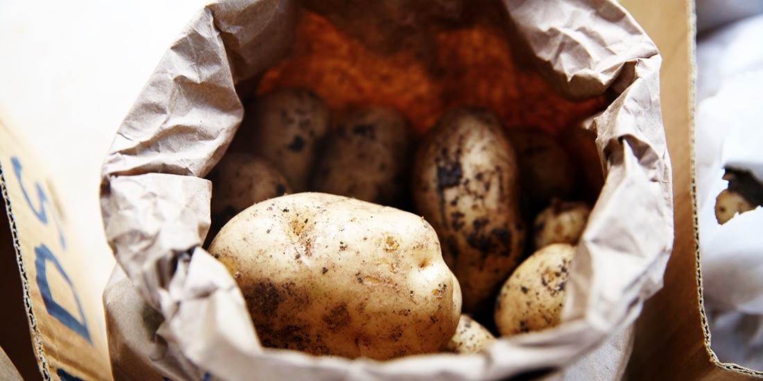 Pick up farm-fresh potatoes  from The Spud Man