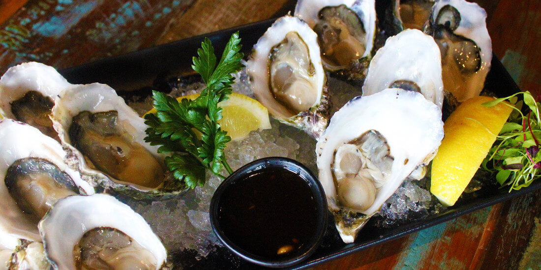 Natural oysters with soy ginger dressing