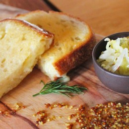 Grilled gruyere cheese sandwich with sauerkraut