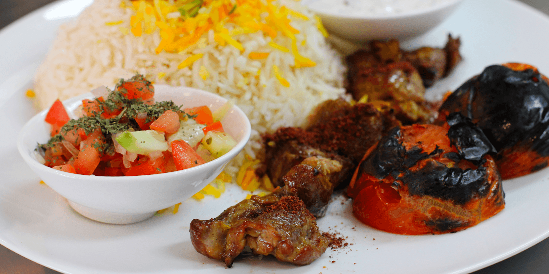 Chenjeh – lamb backstrap marinated in onions, yoghurt, olive oil and spices