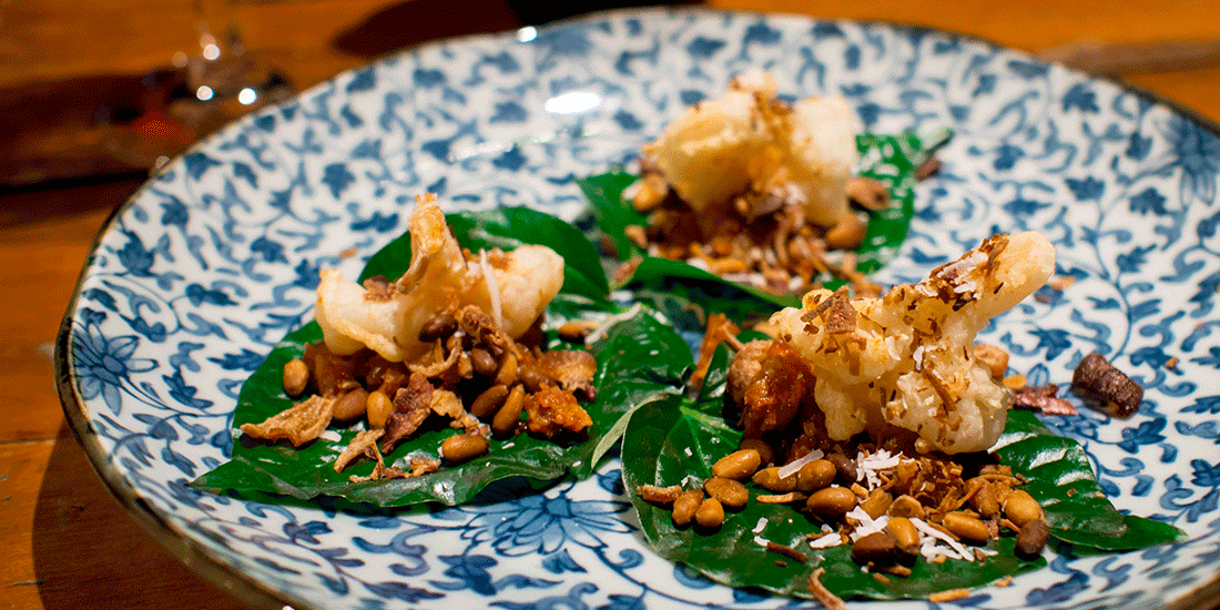 Prawn betel leaf wraps from The Milk Factory