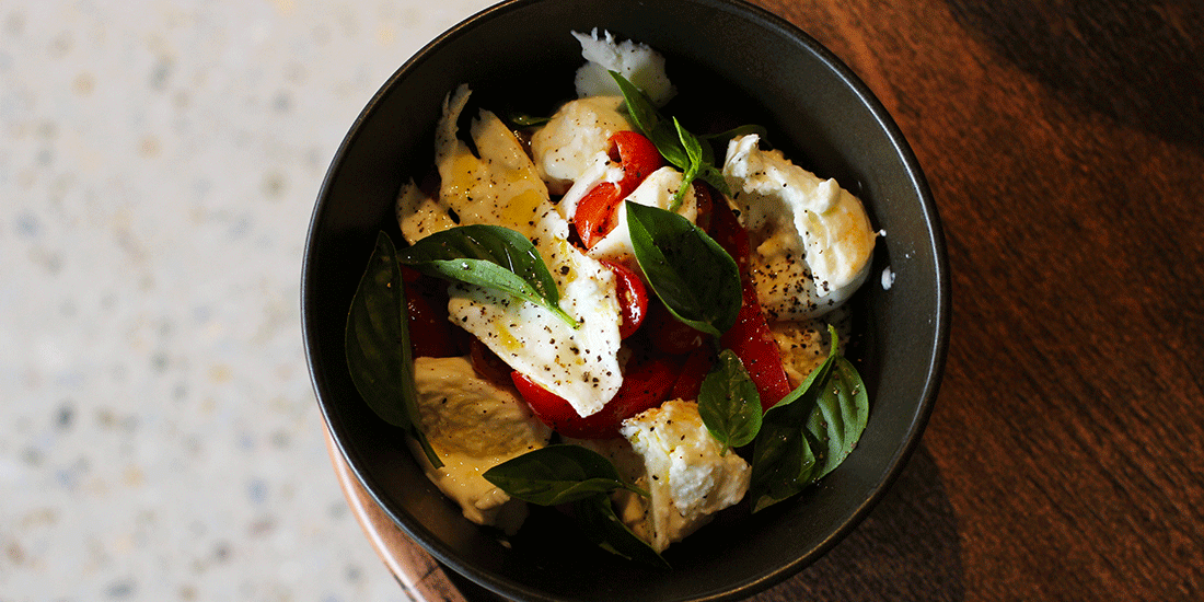 Cherry tomato, basil and mozzarella salad