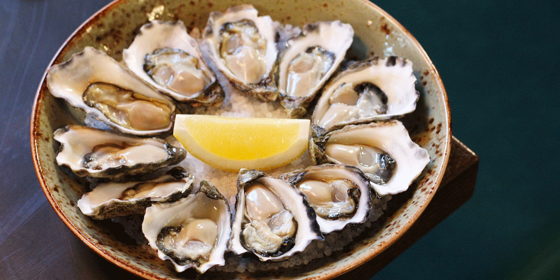 Freshly shucked oysters with hop vinegar