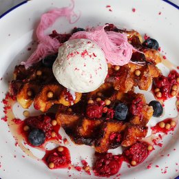 Nosh on miso chilli eggs and Belgian waffles with Persian floss at Newstead’s No. 68