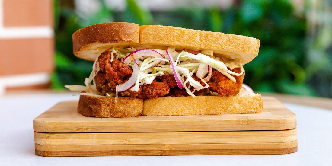 Belles Hot Chicken and PappaRich collab on the ultimate fried-chicken sanga