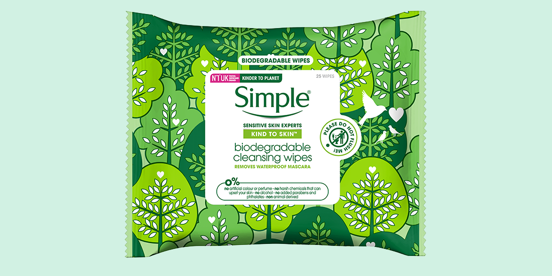 Keep your face and the planet clean with Simple biodegradable cleansing wipes