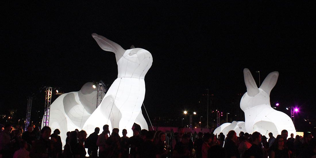 Hop to it – the giant, glowing bunnies of Intrude are burrowing their way into Brisbane