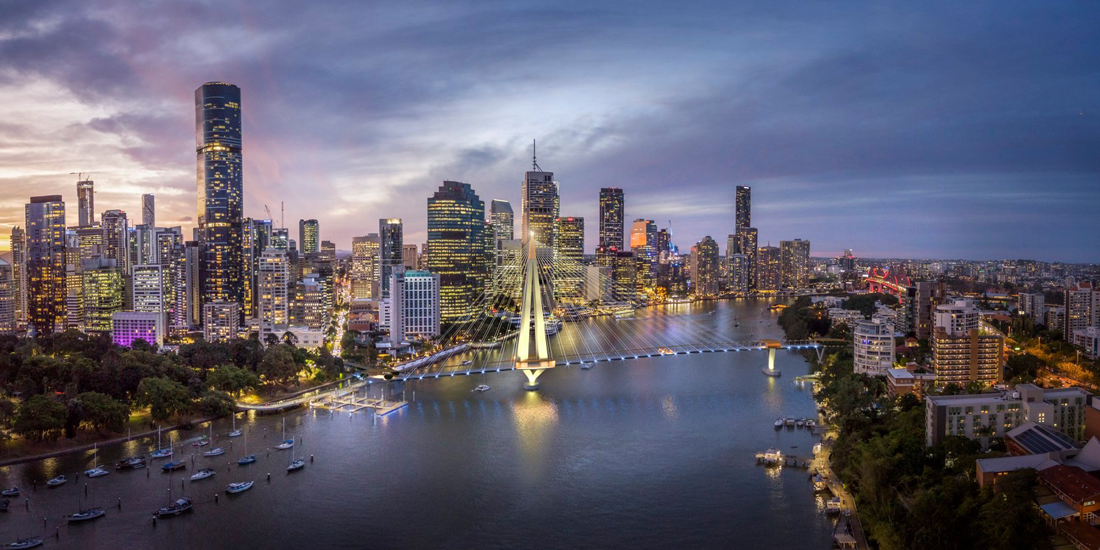 Updated designs for the forthcoming Kangaroo Point green bridge reveal several overwater dining spaces