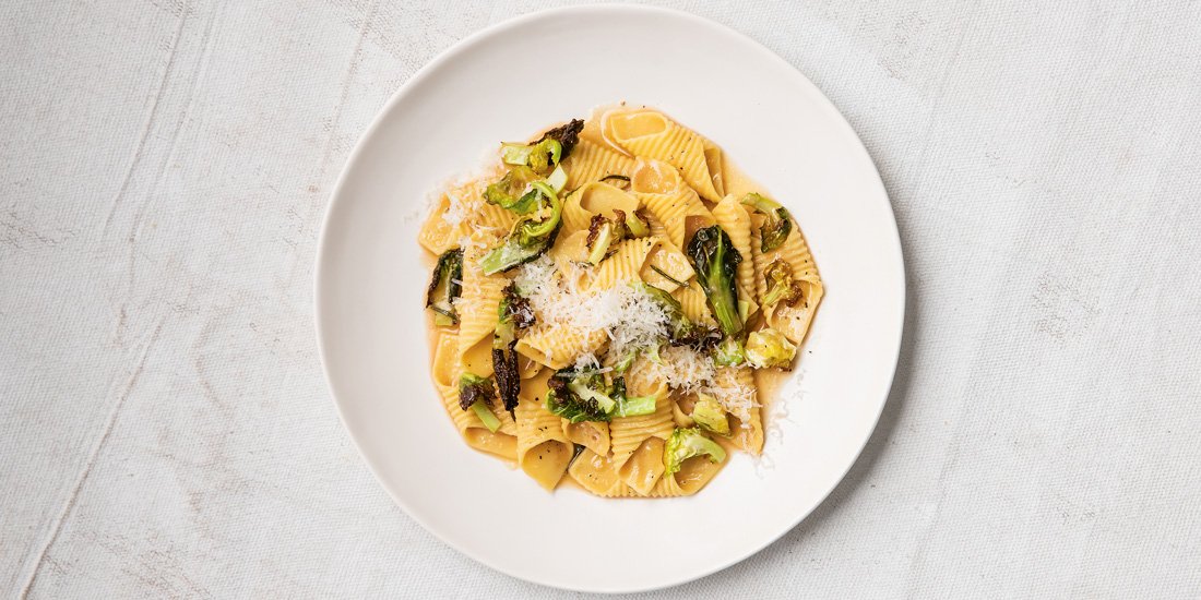 Invest in a little self-care this Saturday with a bowl of chicken gravy and crisp Brussels sprouts pasta