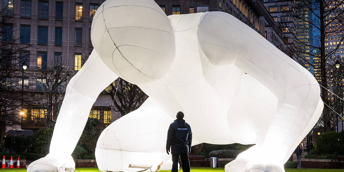 What’s that?! A huge humanoid inflatable art installation is popping up at Portside Wharf