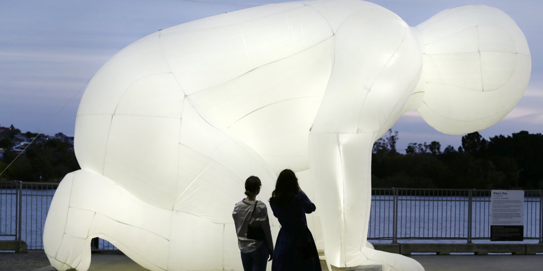 What’s that?! A huge humanoid inflatable art installation is popping up at Portside Wharf