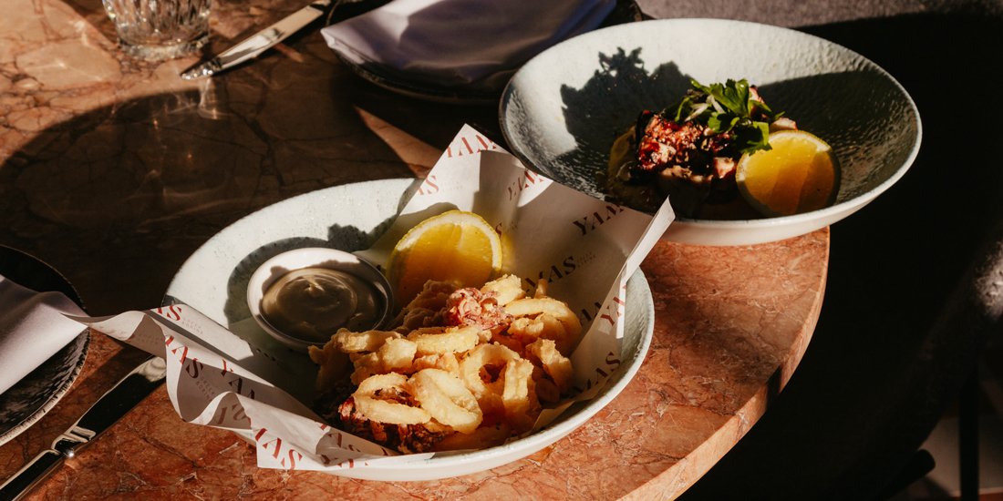 Souvla and seafood a specialty at Yamas Greek & Drink, West Village's eye-catching terracotta-hued newcomer