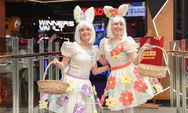 Snap up freebies, see rollerskating bunnies and dance to DJ-spun beats at Paradise Centre at these Easter school holidays