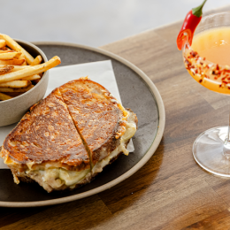 Chomp on deluxe toasties at Press'd Wine Co., Milton's bright new vino and gin bar