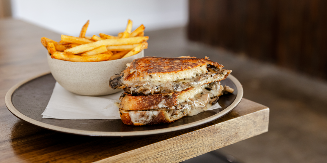 Chomp on deluxe toasties at Press'd Wine Co., Milton's bright new vino and gin bar