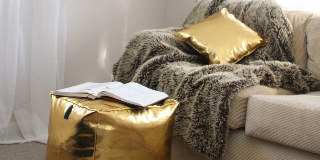 Add a little glamour with metallic cushions from Metalluxe