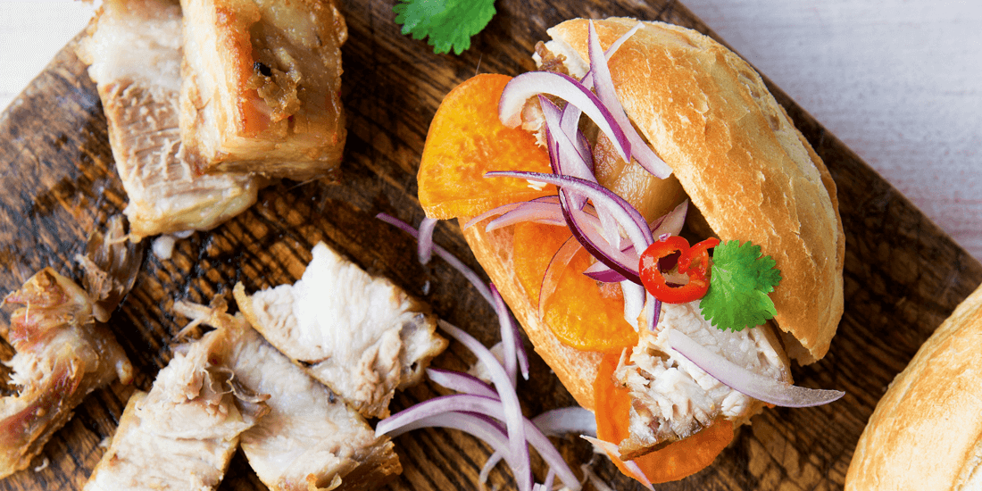 Bite into a Peruvian pork sandwich