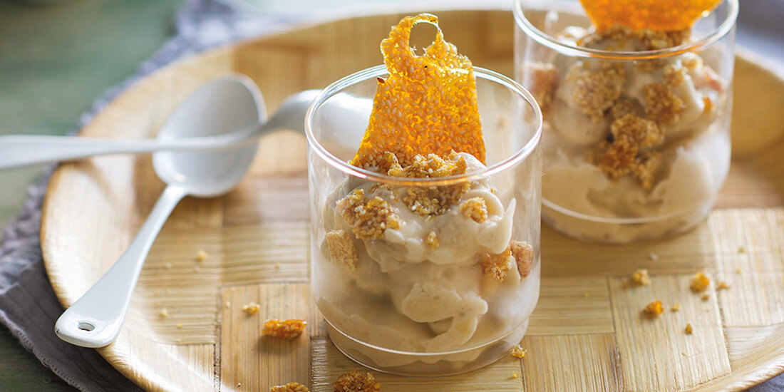 Whip up a batch of instant banana ice-cream with sesame praline
