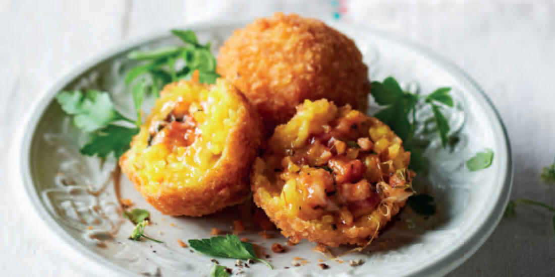 Munch on crunchy filled risotto croquettes
