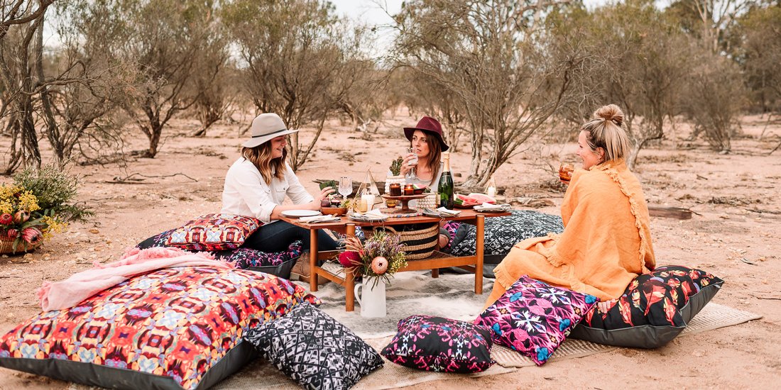 Up your picnic game with bohemian-inspired outdoor furnishings by Lekkel & Co