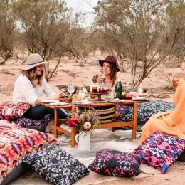 Up your picnic game with bohemian-inspired outdoor furnishings by Lekkel & Co