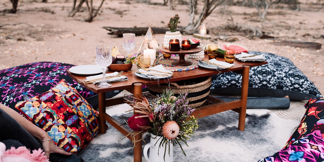 Up your picnic game with bohemian-inspired outdoor furnishings by Lekkel & Co