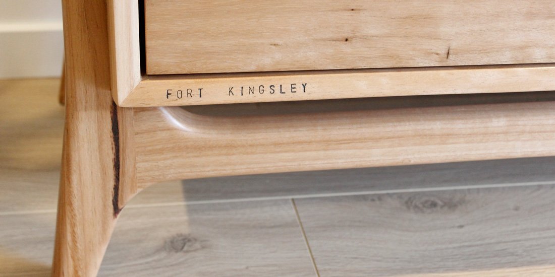 Gather around and listen to records on a sleek audio unit from Fort Kingsley