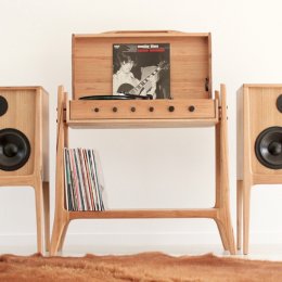 Gather around and listen to records on a sleek audio unit from Fort Kingsley
