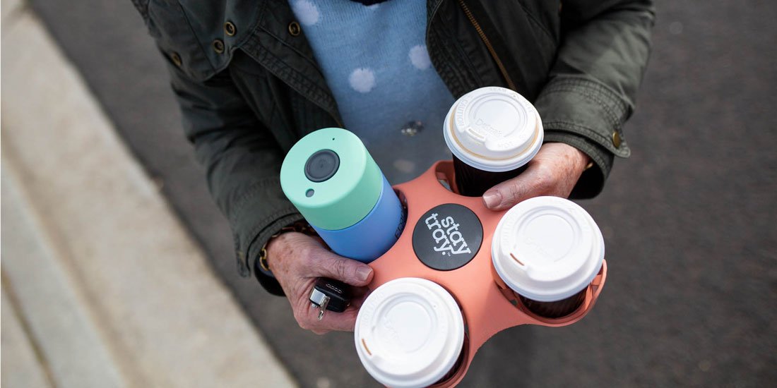 No more crying over spilt milk – sustainable coffee caddy Stay tray is here to help you carry the weight