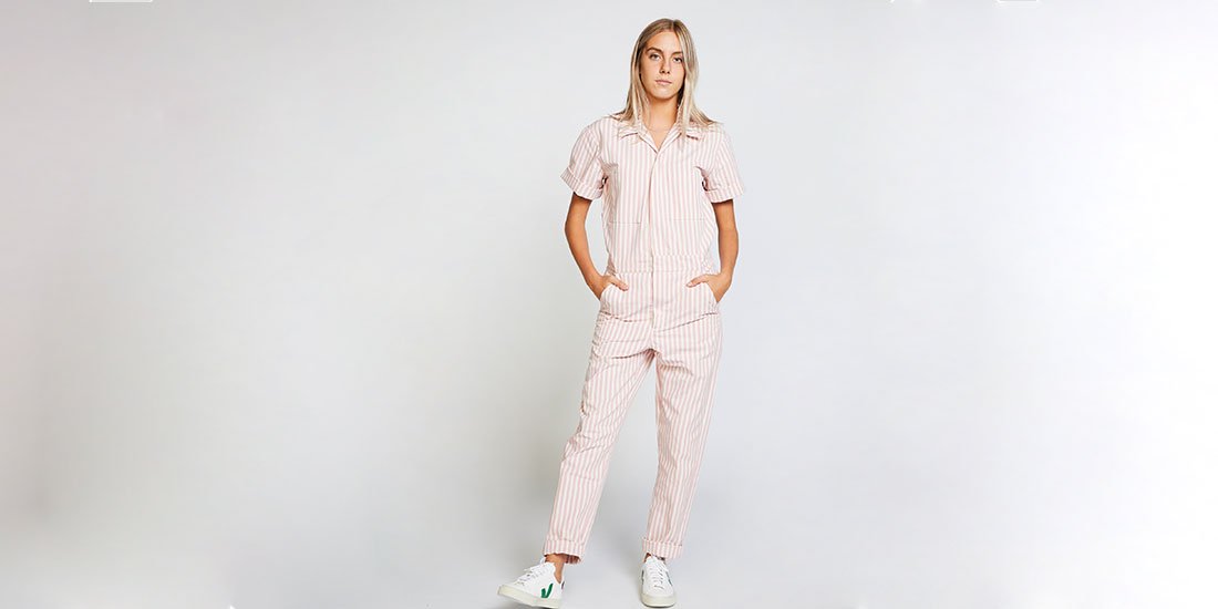 Look sharp on the job and beyond in pastel-hued coveralls from Worktones x Business & Pleasure
