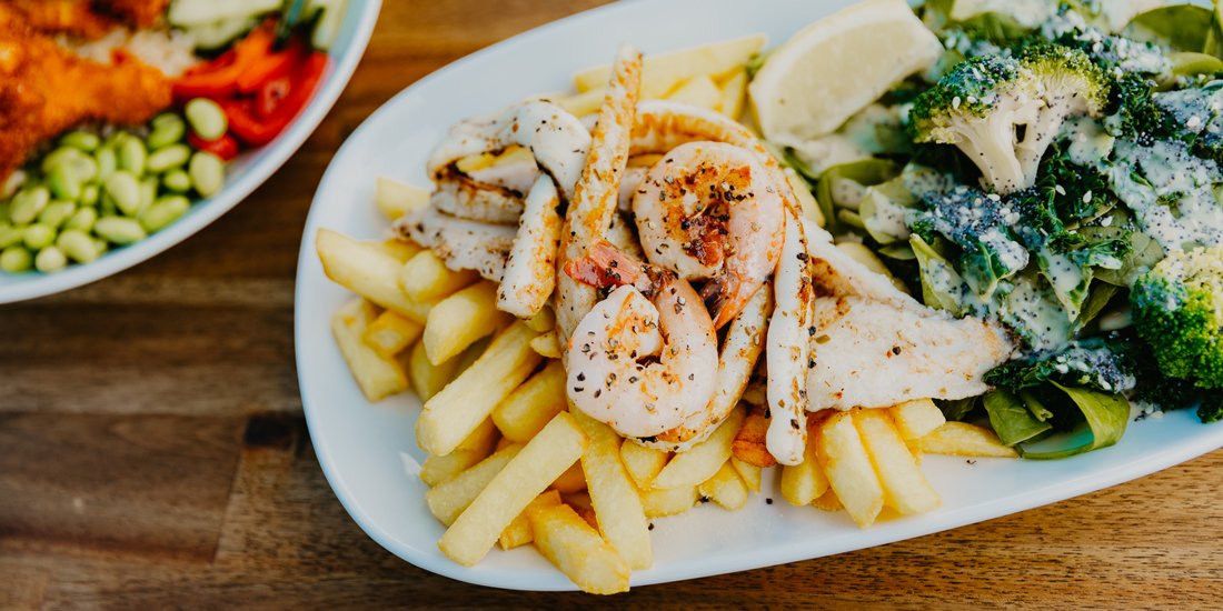 Hunky Dory seafood salad and chips