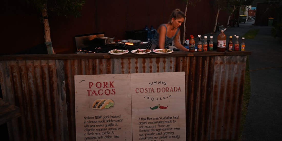 Sip on sunset margs and tuck into tacos at Dust Temple's Courtyard Summer Series