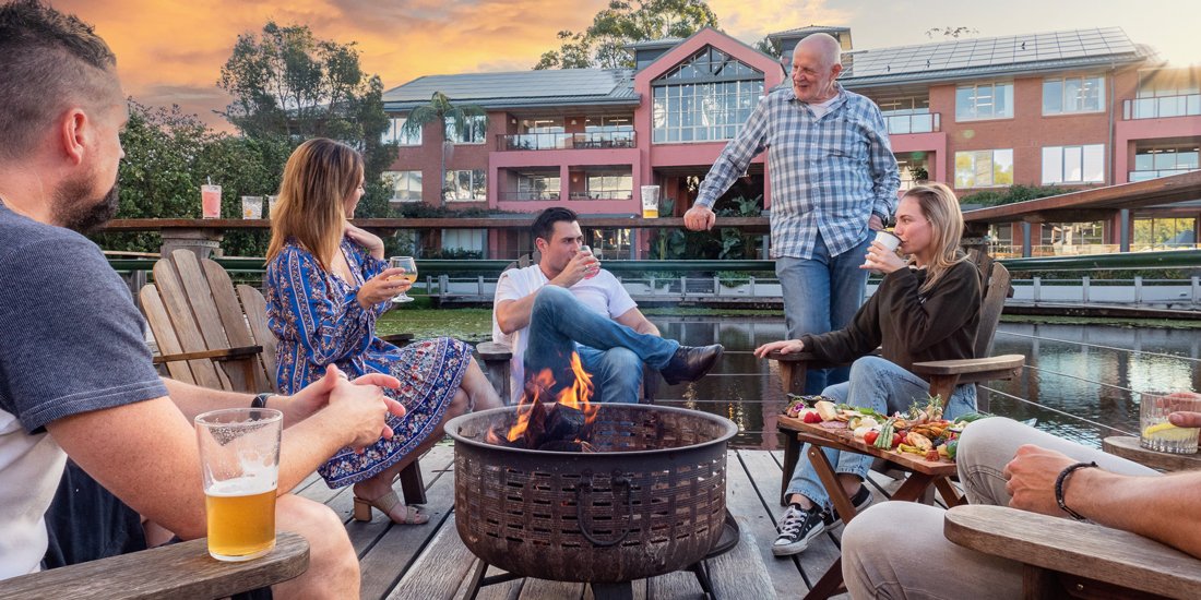 Snack on toasted marshmallows and sip cocktails by your own personal fire pit at Robina Pavilion