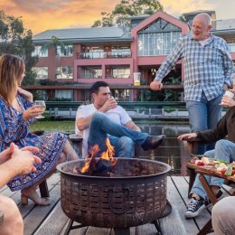Snack on toasted s'mores and sip cocktails by your own personal fire pit at Robina Pavilion