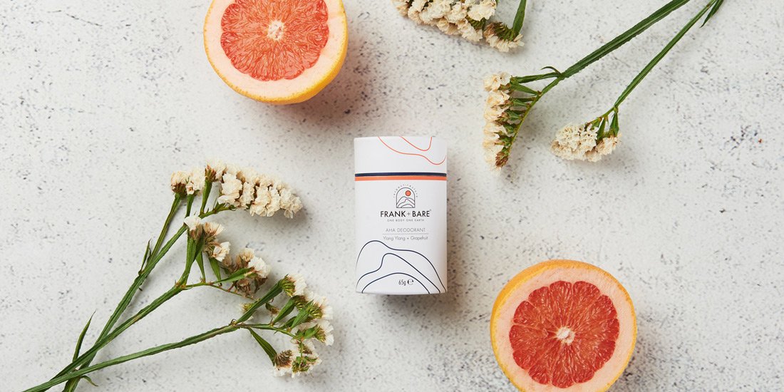 Swipe on Australian-made AHA deodorant FRANK + BARE for a more sustainable scent