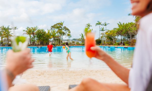 Live the resort life for a day with sips and snacks poolside at Lagoon Beach Club
